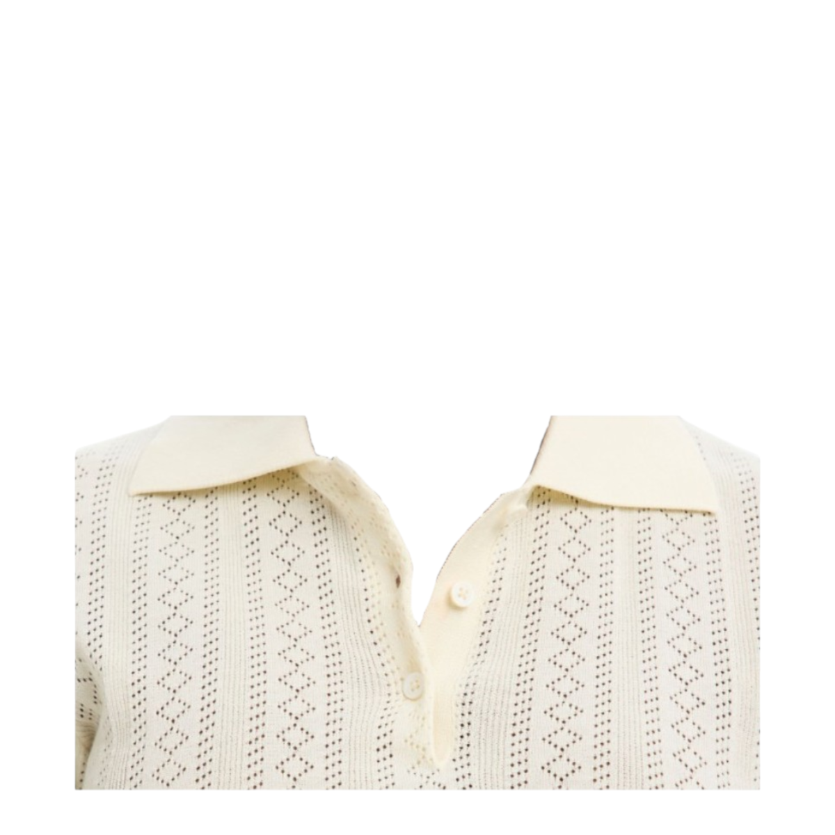 Selected Femme Cream Ribbed Knit Polo Top.