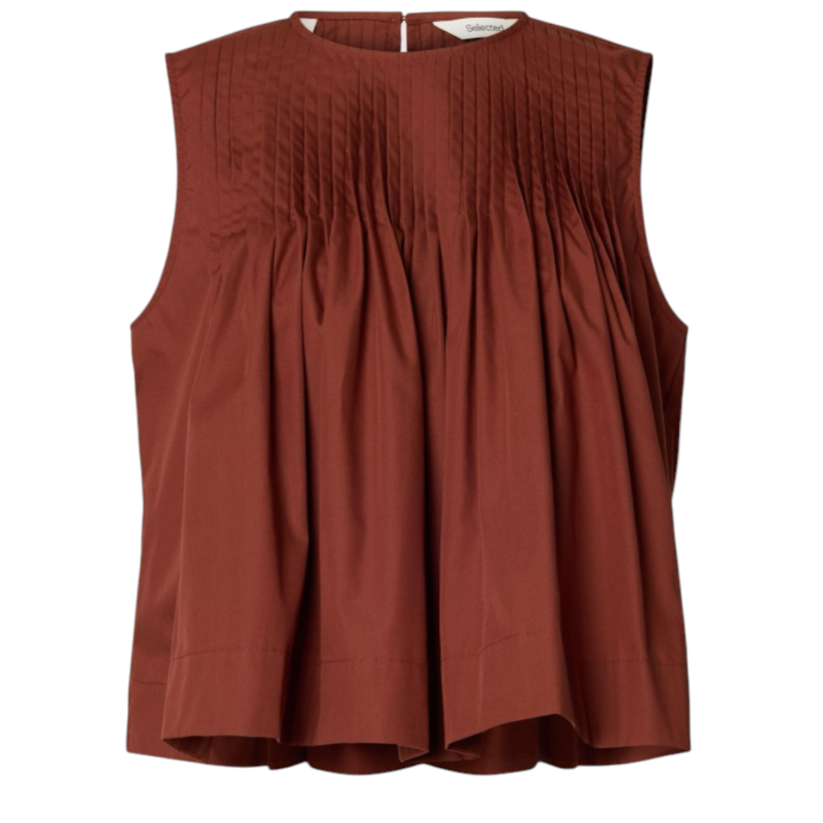 Selected Femme Rust Smocked Sleeveless Top.