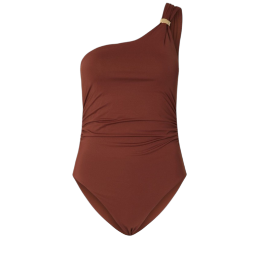 Selected Femme Rust One-Shoulder Swimsuit.