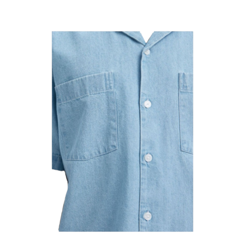 Selected Homme Light Blue Short-Sleeve Camp Collar Shirt. 2