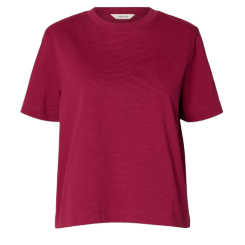 Selected Femme Raspberry Red Cotton T-Shirt.  