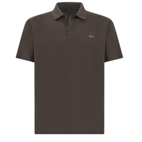 Paul & Shark Dark Taupe Cotton Piqu Polo Shirt.  