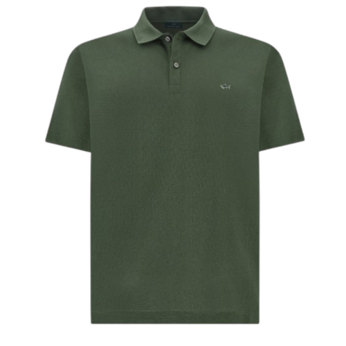 Paul & Shark Olive Green Cotton Piqu Polo Shirt.