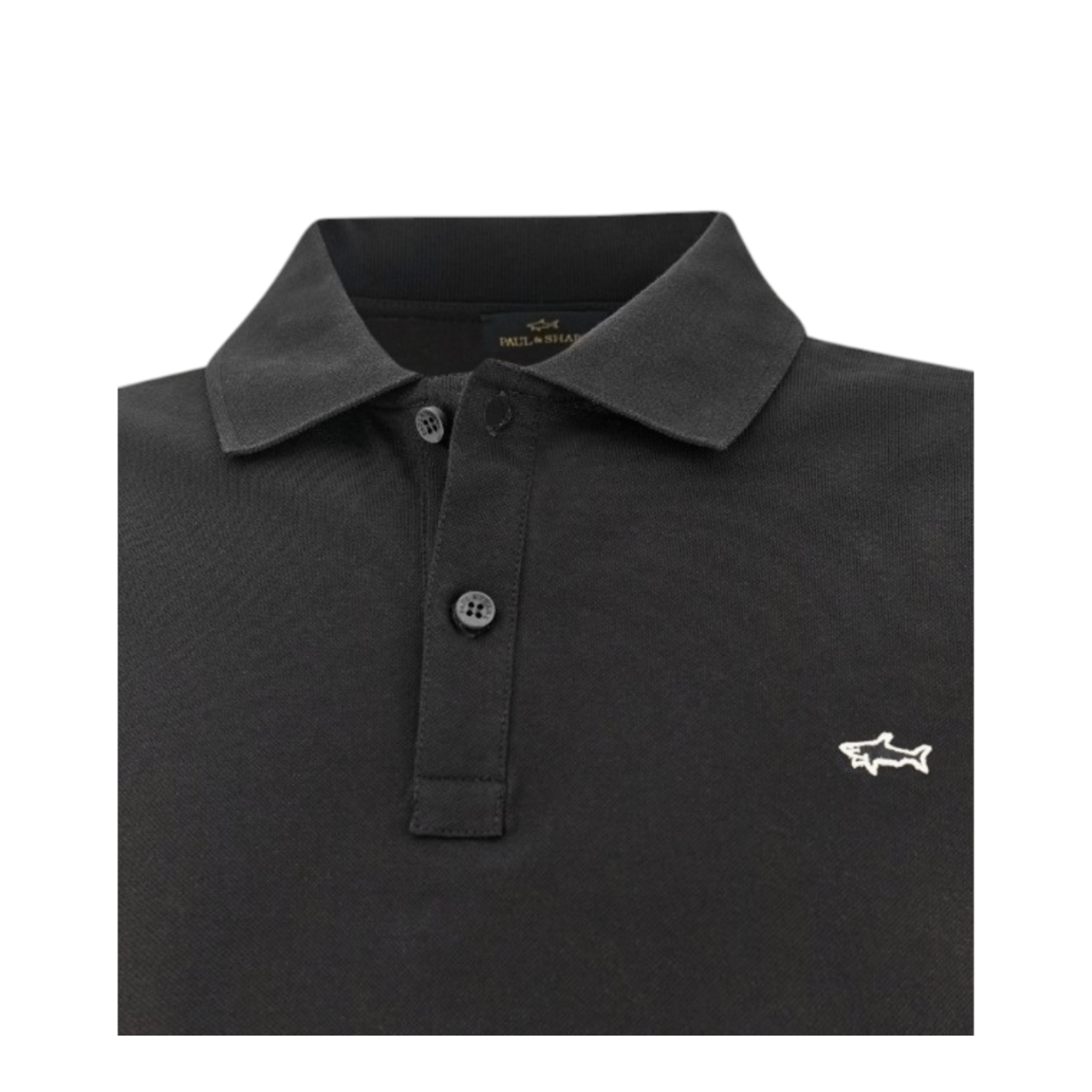 Paul & Shark Black Cotton Piqu Polo Shirt.  