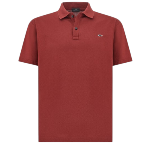 Paul & Shark Terracotta Red Cotton Piqu Polo Shirt.  