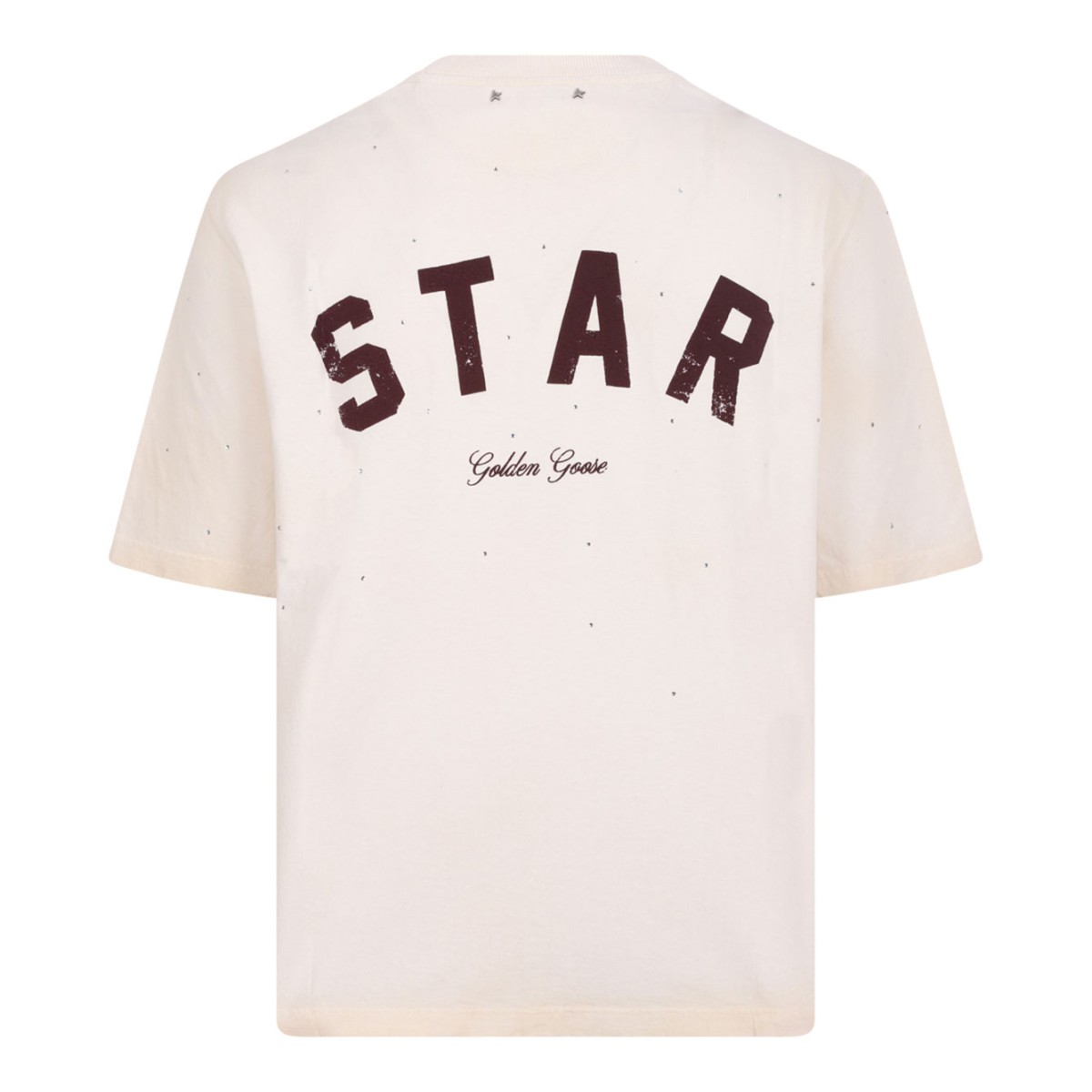 White Gradiend Color Cotton T-Shirt With A Vintage Finish