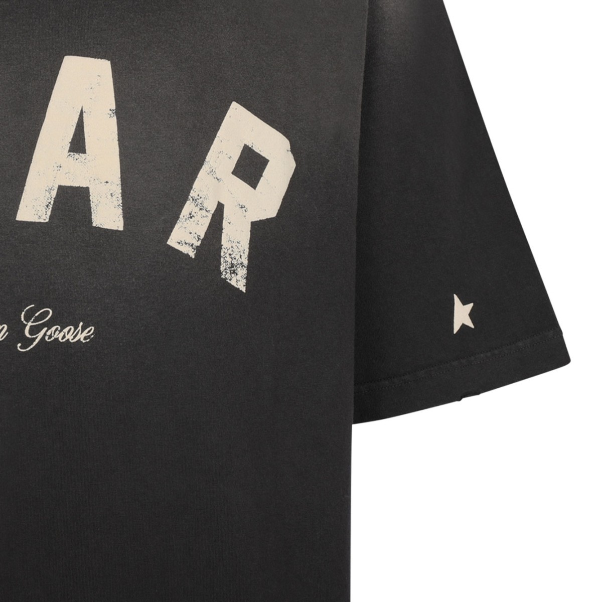 Black Cotton Star Printed T-Shirt