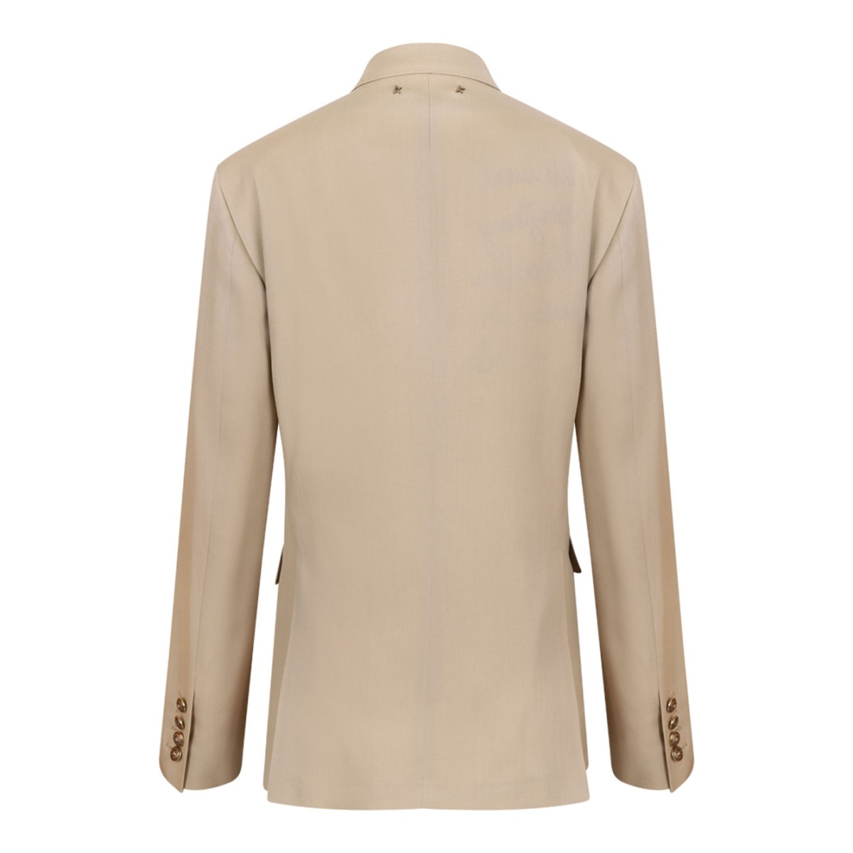 Beige Wool Blend Double-Breasted Blazer