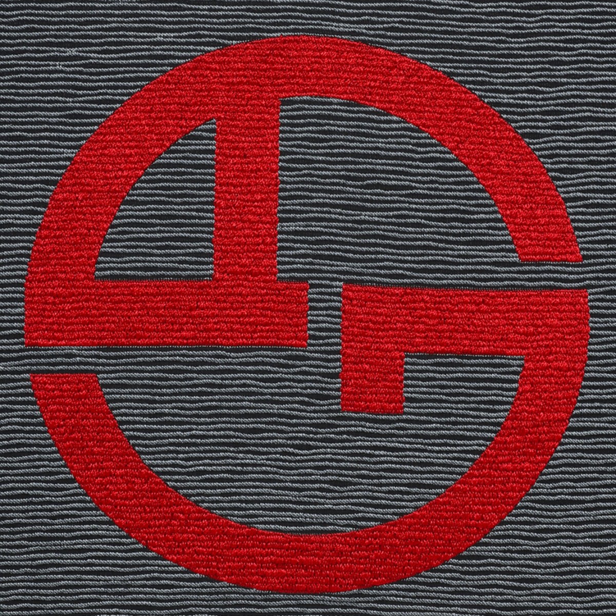 Grey Textured Cushion with Red Logo