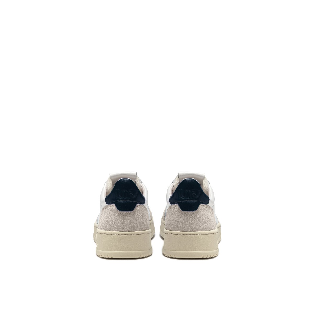 White, Blue and Grey Suede Leather Medalist Low Top Sneakers