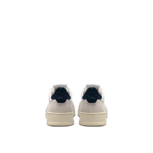 White, Blue and Grey Suede Leather Medalist Low Top Sneakers