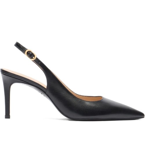 Stuart Weitzman Black Leather Slingback Pumps.