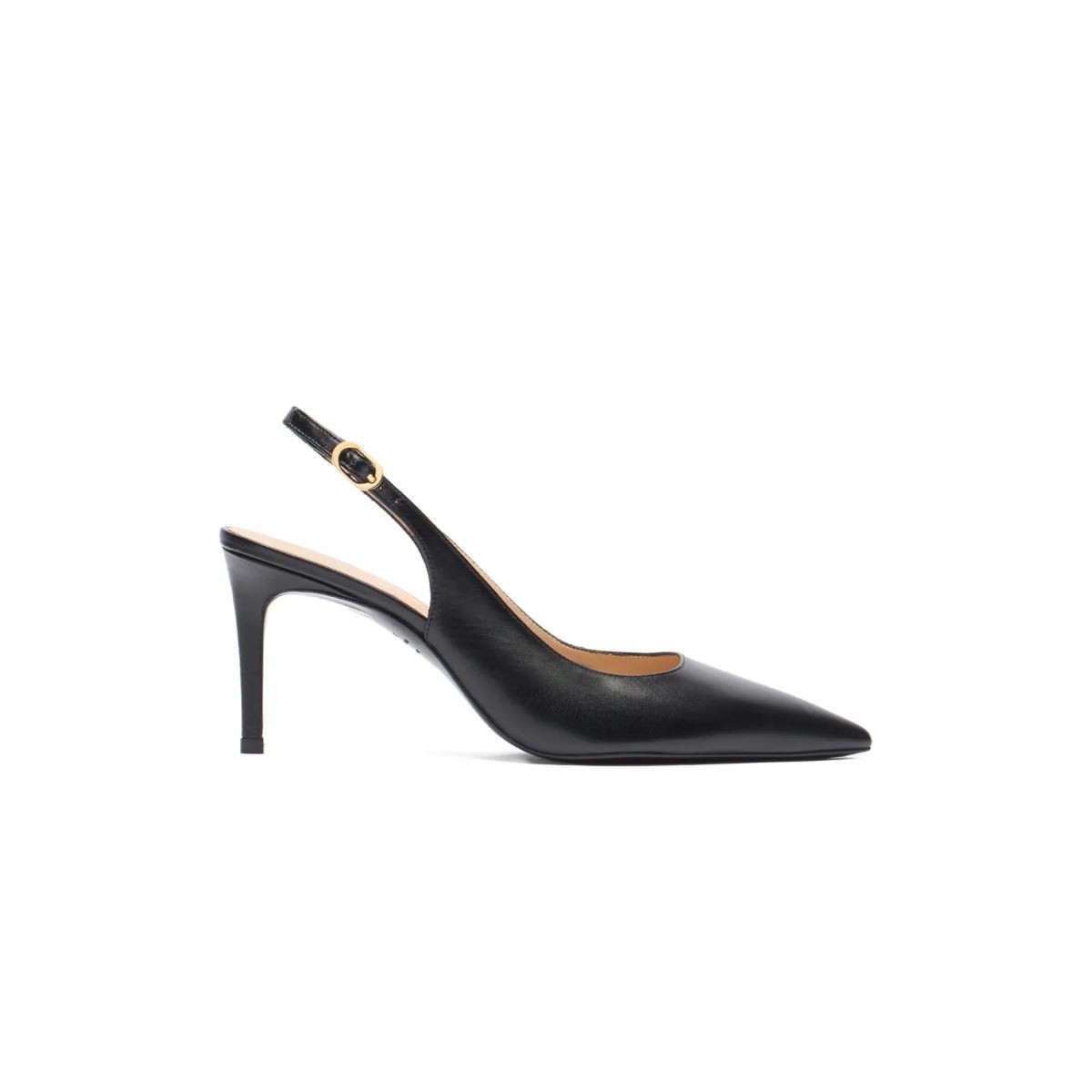 Stuart Weitzman Black Leather Slingback Pumps.