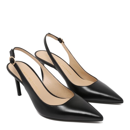 Stuart Weitzman Black Leather Slingback Pumps. 2