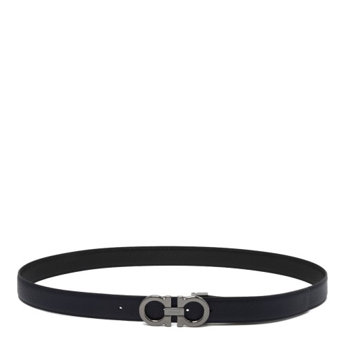 Blue Leather Gancini Belt