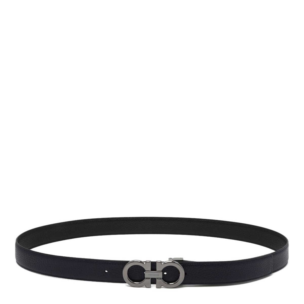Blue Leather Gancini Belt
