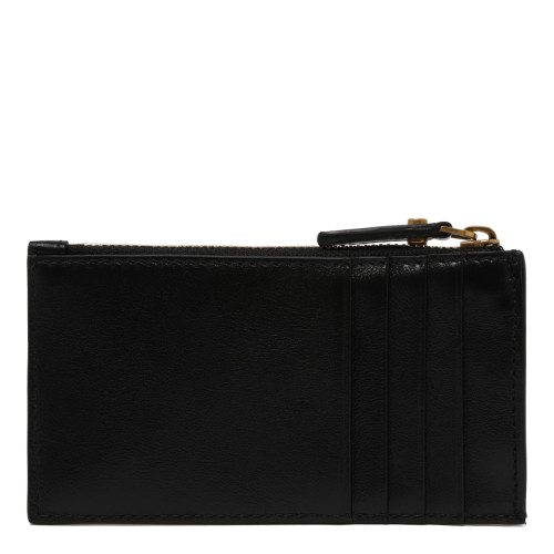Versace Black Lamb Leather Zip Card Case.