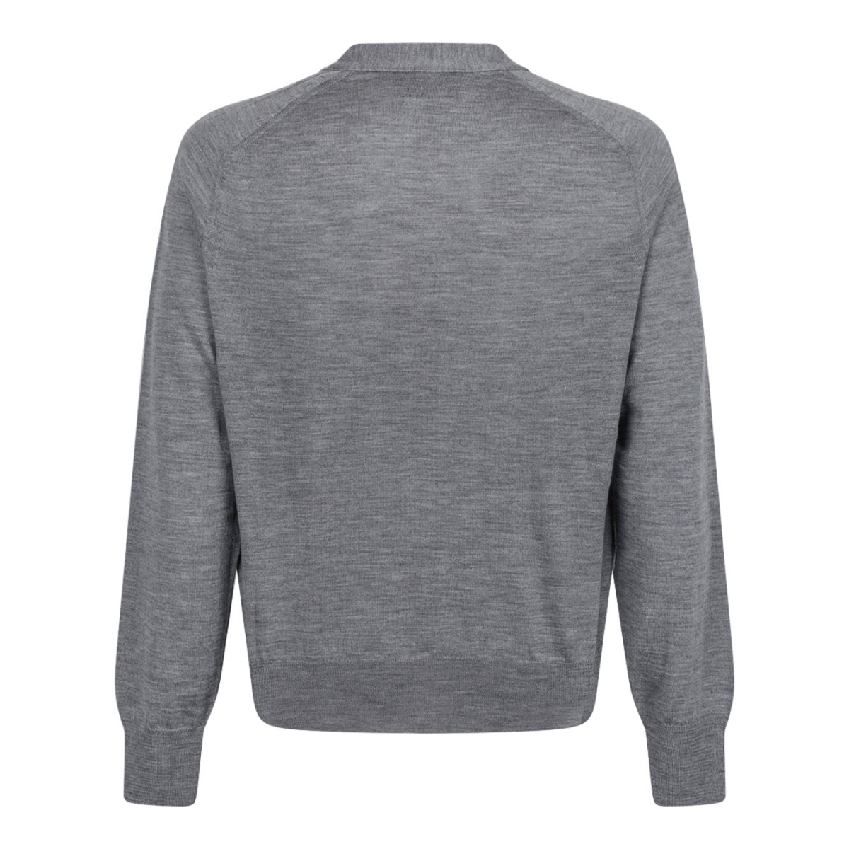 Grey Wool Cardigan With Ami de Coeur Embroidery