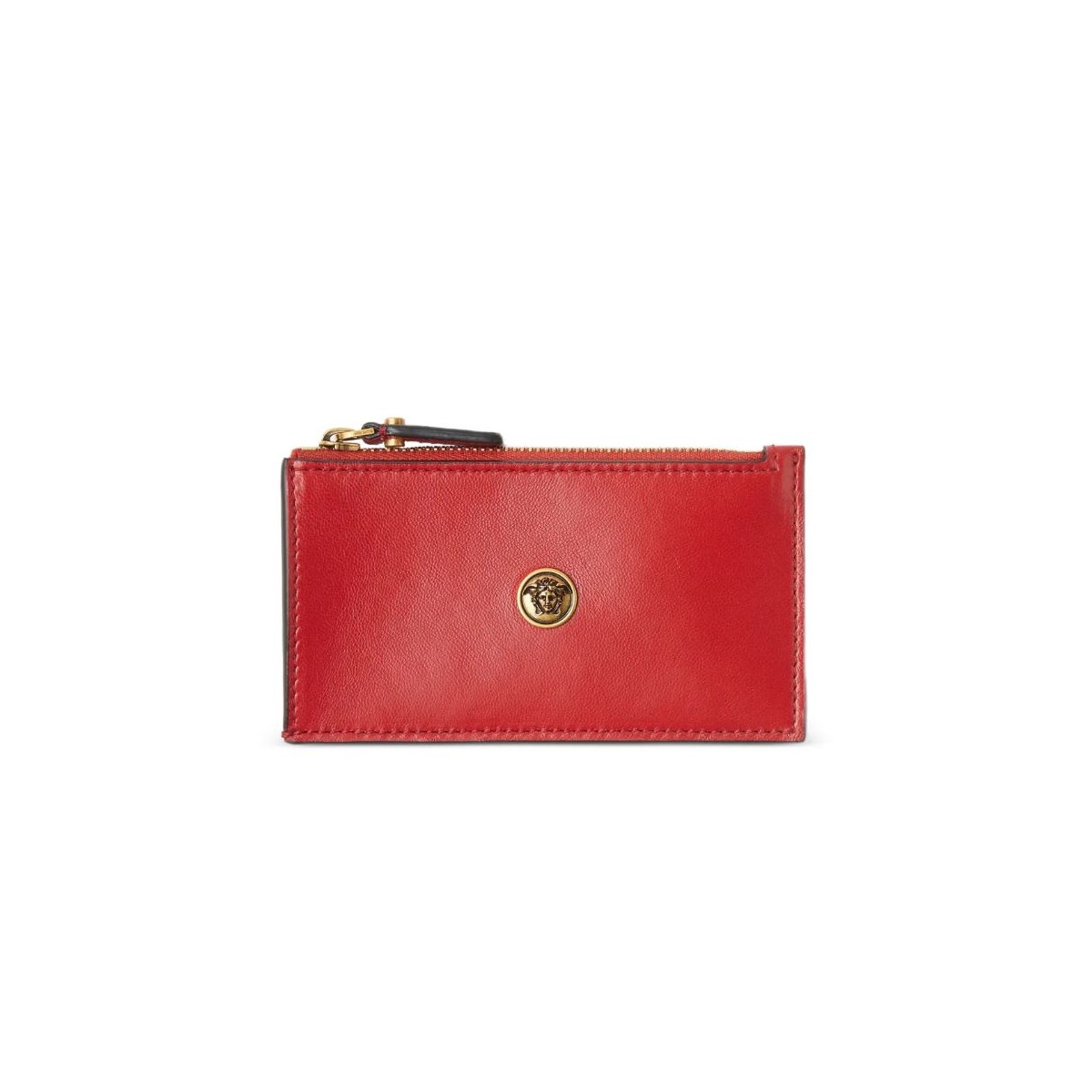 Gianni Versace Red Lamb Leather Zip Card Case.