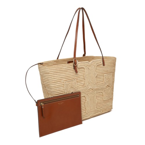Tory Burch Natural Woven Tote Bag, Height: 11.4" (29cm) length: 12.6" (32cm) depth: 5.9" (15cm)