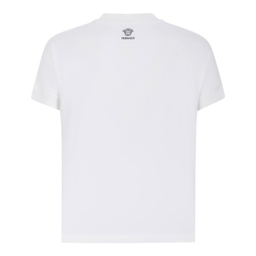 Versace White Cotton T-Shirt with Medusa Detail. 2