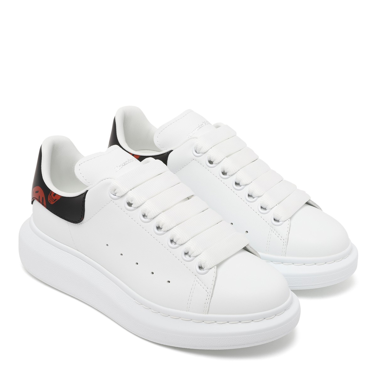 Alexander McQueen White Leather Oversized Sneakers. 