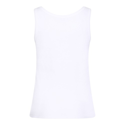 White Stretch Ribbed Cotton Tank Top 2