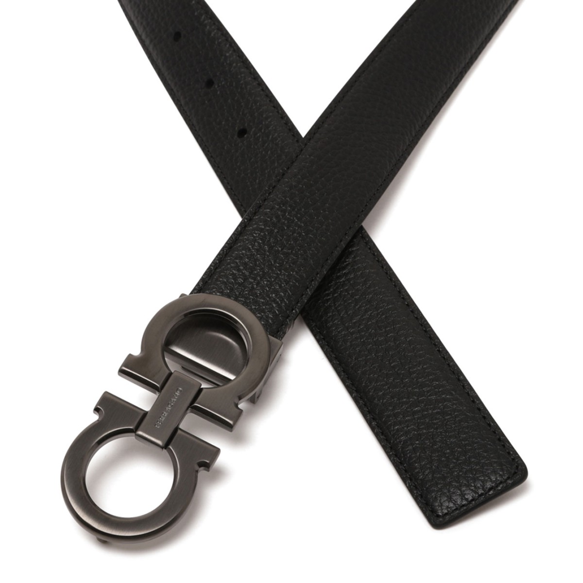 Black Clay Reversible and Adjustable Gancini Belt