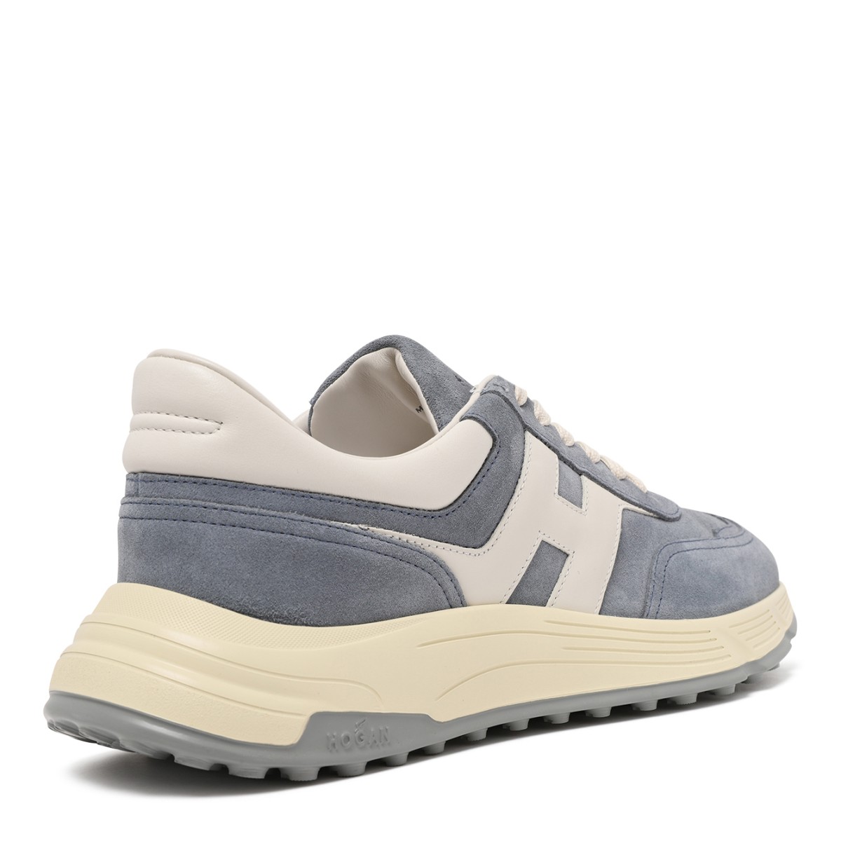 Hogan Blue Suede H-Stripes Sneakers.