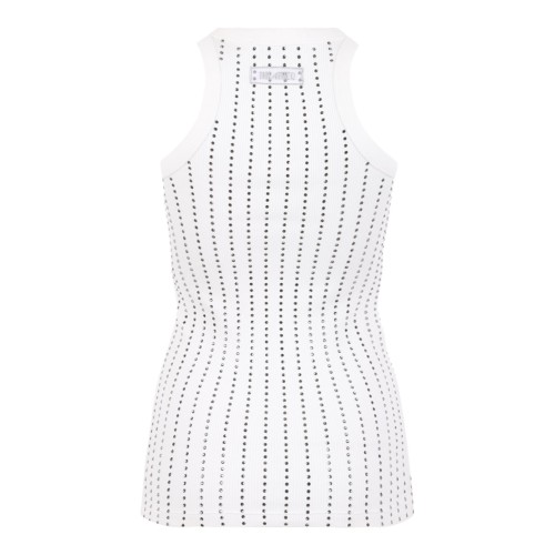 White Cotton Tank Top With Decorations 2
