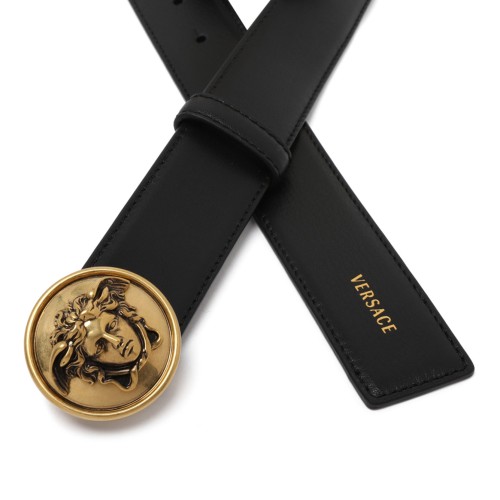 Black Leather Medusa Belt