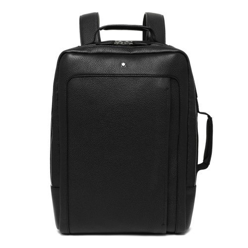 Montblanc Black Leather Structured Backpack.
