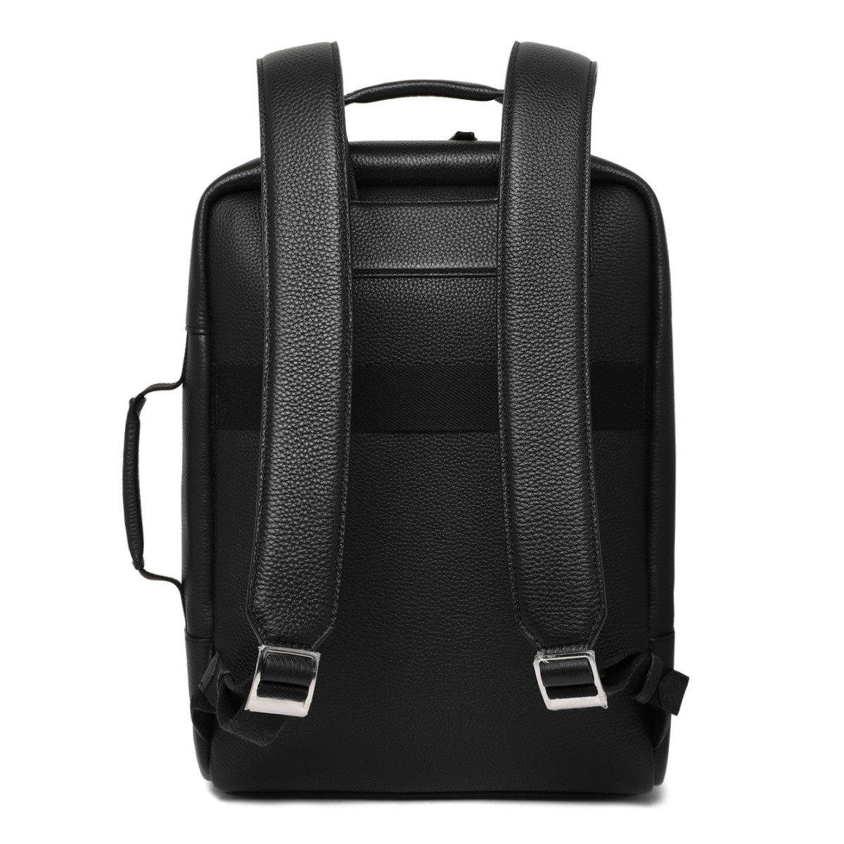 Montblanc Black Leather Structured Backpack.