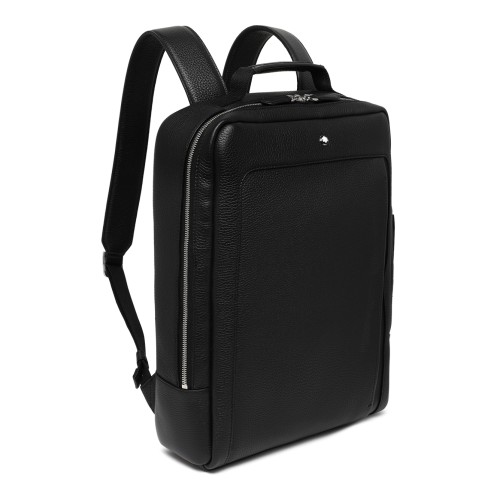 Montblanc Black Leather Structured Backpack.