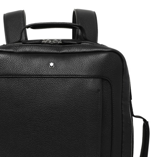 Montblanc Black Leather Structured Backpack.