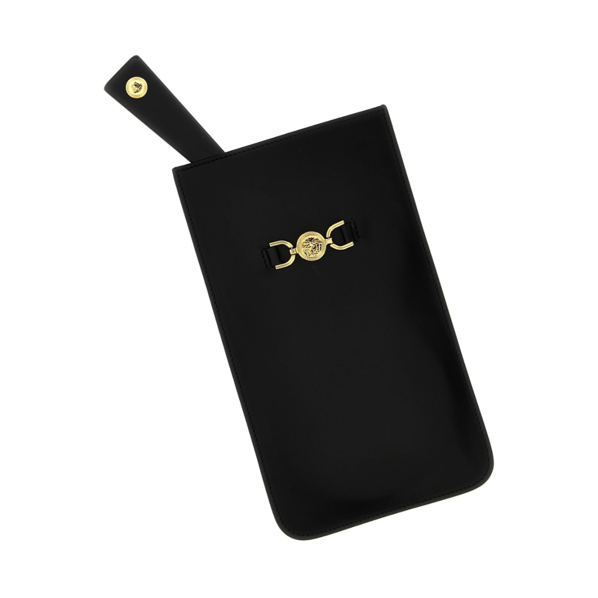 Medusa Black Hand Mirror With Leather Case