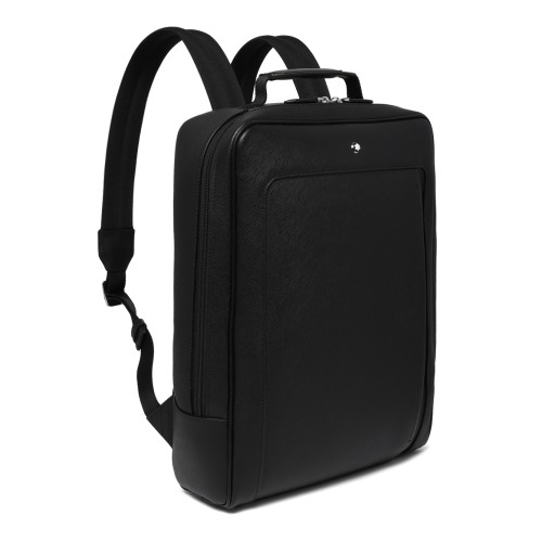 Montblanc Black Leather Backpack.