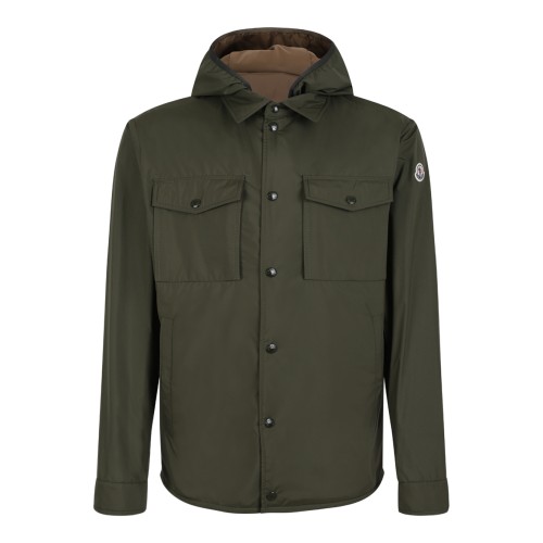 Moncler Olive Green Hooded Overshirt Jacket.