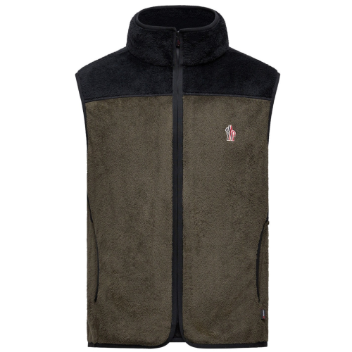 Dark Green and Black Gilet In Polartec