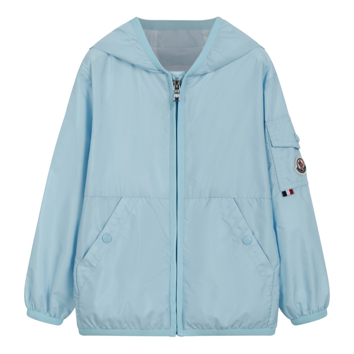 Moncler Kids Light Blue Hooded Jacket.