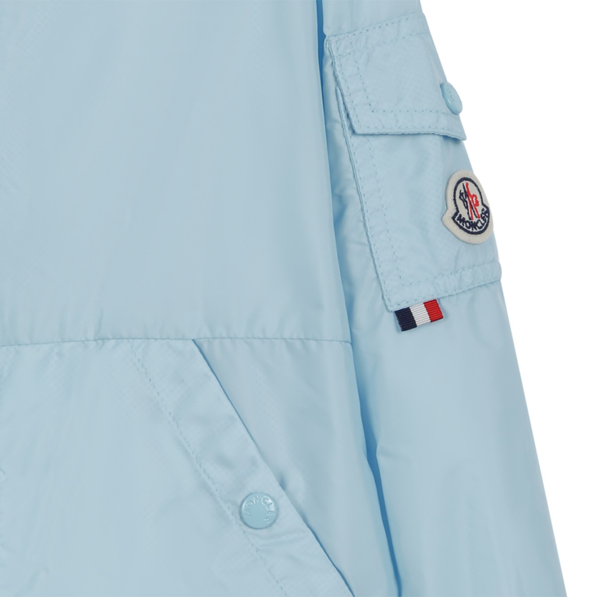 Moncler Kids Light Blue Hooded Jacket.