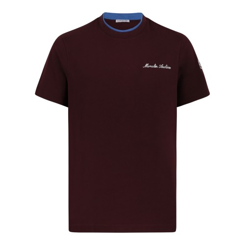 Moncler Burgundy Logo Cotton T-Shirt.