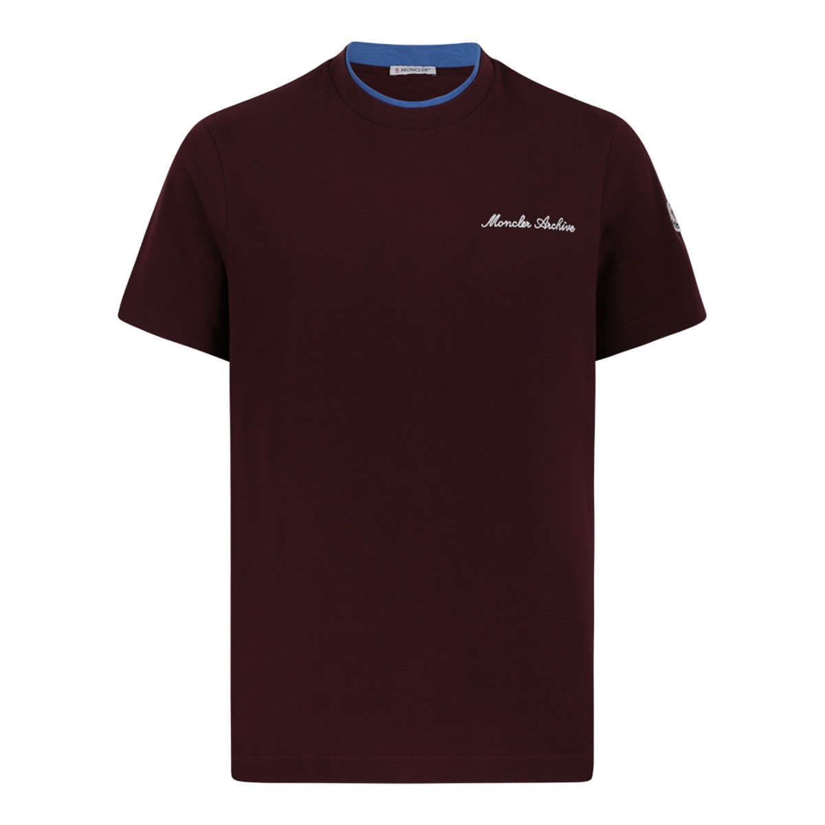Moncler Burgundy Logo Cotton T-Shirt.