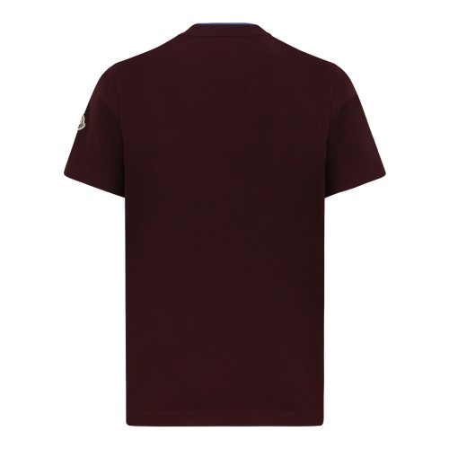 Moncler Burgundy Logo Cotton T-Shirt. 2