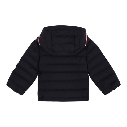Dark Blue Down Jacket With Logo