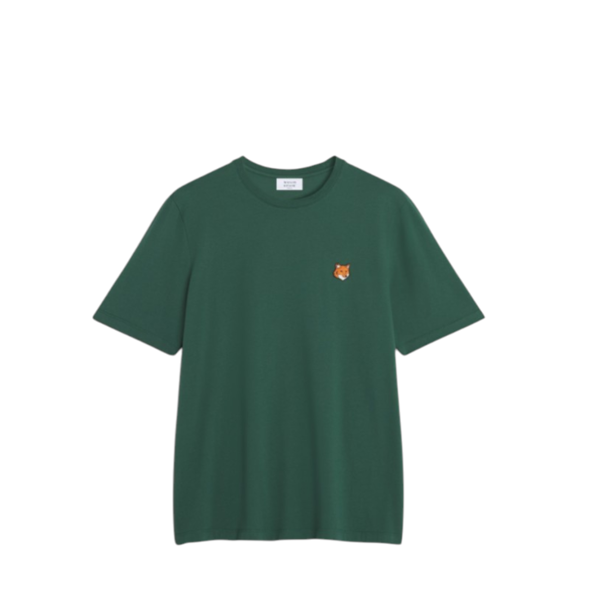 Maison Kitsun Green Cotton T-Shirt with Fox Patch.