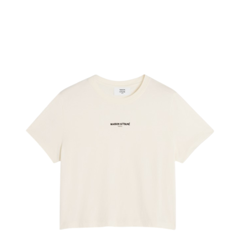Maison Kitsun Cream Cotton Logo T-Shirt.