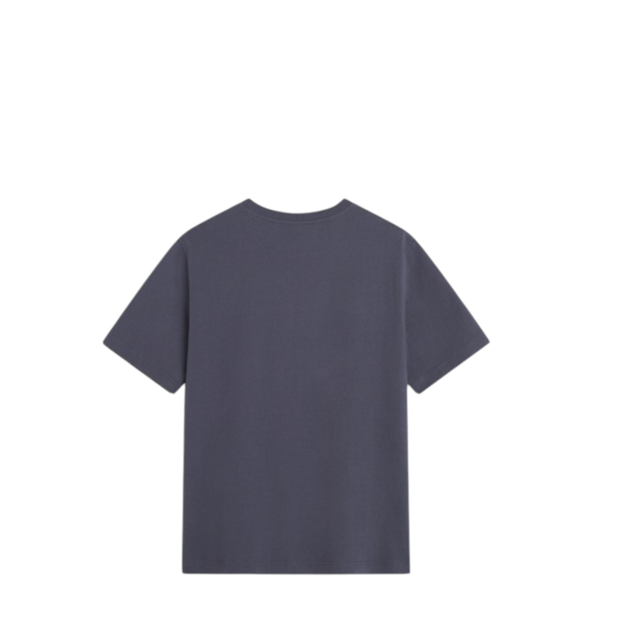 Maison Kitsun Navy Cotton T-Shirt with Fox Patch. 
