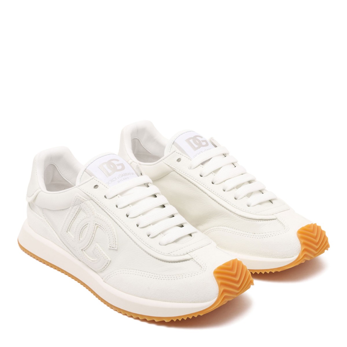 White DG Cushion Calfskin Sneaker