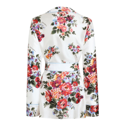 White Floral Silk Wrap Shirt 2